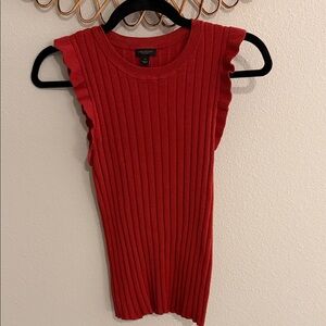 Ann Taylor Factory Red Ribbed Tank Top